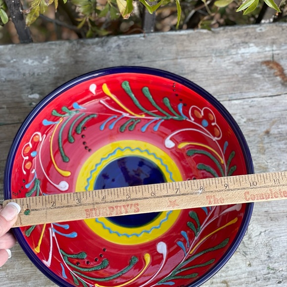Ceramicas large colorful serving bowl handpainted Spain Cinco de Mayo chips dip - Picture 5 of 9